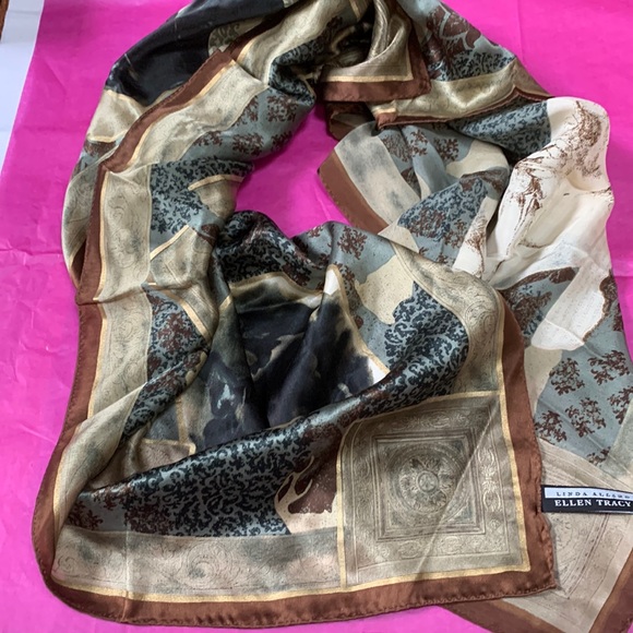 Ellen Tracy Accessories - Ellen Tracy silk gold, jade and neutral tones, antique Italian theme 34” by 34”